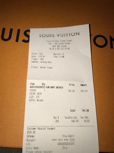 Ticket de Caisse LOUIS VUITTON 